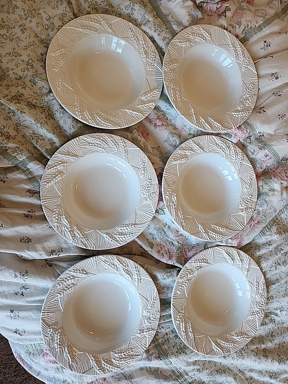 White Williams and Sonoma Braided wheat pattern made in Italy set of 6soup bowls